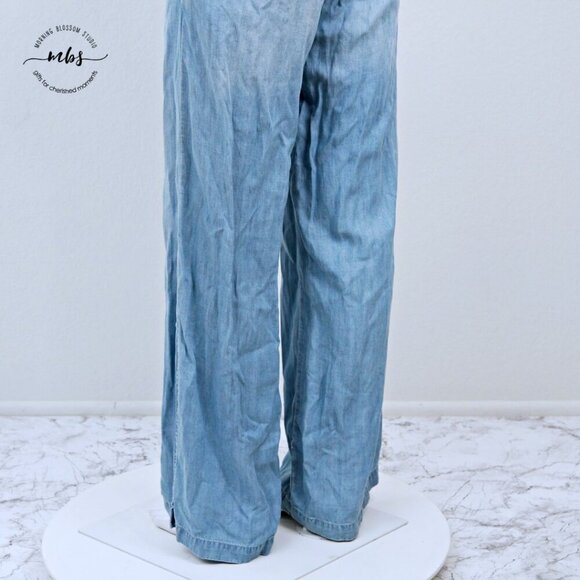 Cloth & Stone Chambray Sleeveless Side Slit Wide Leg Jumpsuit Blue Women XS - Picture 11 of 15